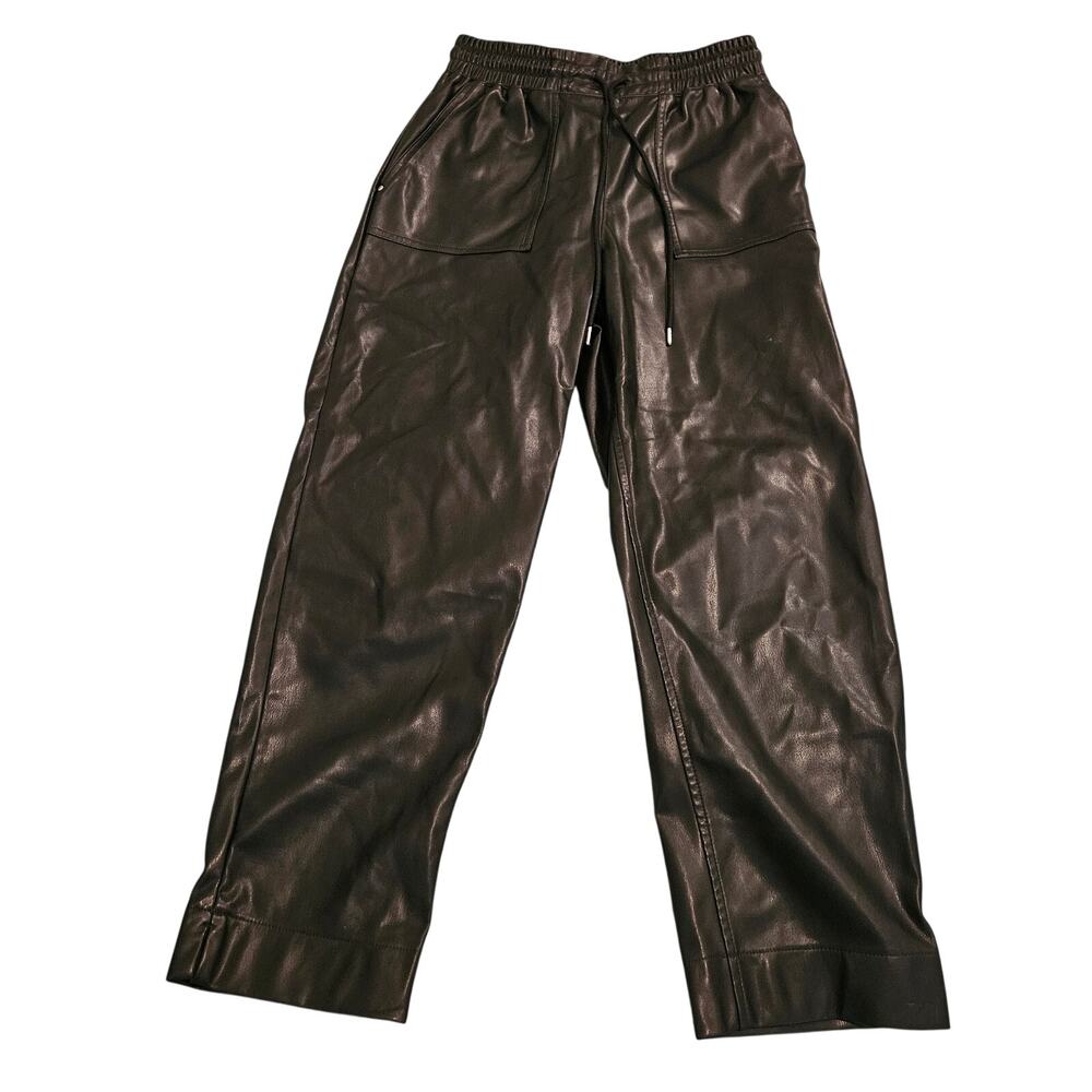 A New Day Womens Small Black Faux Leather Pull On Pants